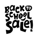 Back to school sale black vector inscription on white background. Typographic label for autumn sale Royalty Free Stock Photo