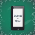 Back to school sale design. Mobile phone and doodles Royalty Free Stock Photo