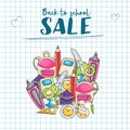 Back to school sale doodle clip art greeting card