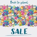 Back to school sale doodle clip art greeting card