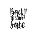 Back To School Sale handwritten illustration with pencil drawing. Vector hand lettering. Children education background. Royalty Free Stock Photo