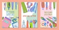 Back to school sale, offer banner vector illustration with school supplies, stationery. Pencil, pen, ruler, paper and Royalty Free Stock Photo