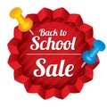 Back to school sale. Sticker with pushpins. Royalty Free Stock Photo