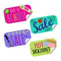 Back To School Sale Tag Or Sticker Set Royalty Free Stock Photo