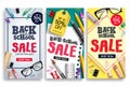 Back to school sale vector poster web template. Sale discount text and school items Royalty Free Stock Photo