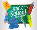 Back to school with schoo elements and stationery Royalty Free Stock Photo