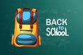 Back to school.School background with backpack and blackboard.Web banner. Royalty Free Stock Photo