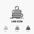 back to school, school, student, books, apple Icon in Thin, Regular and Bold Line Style. Vector illustration