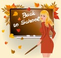 Back to school. Schoolteacher with pick device Royalty Free Stock Photo