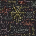 Back to School: science lab objects. Doodle vintage sketches style seamless pattern. Royalty Free Stock Photo