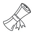 Back to school, scroll certificate graduation elementary education line icon style