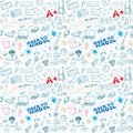 Back to School seamless pattern with Hand-Drawn Doodles. sketch element background Vector Illustration