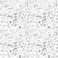 Back to School seamless pattern with Hand-Drawn Doodles. sketch element background Vector Illustration