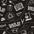 Back to school Seamless pattern of hand-drawn school elements in chalk style Royalty Free Stock Photo