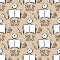 Back to school Seamless pattern of hand-drawn school elements Royalty Free Stock Photo