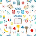Back to school. Seamless pattern on a white background. Vector stock illustration. Flat style Royalty Free Stock Photo
