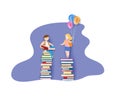 Back to school card with boy, books and girl Royalty Free Stock Photo