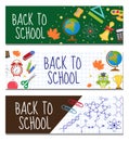 Back to school set of banners, template with space for text for your design. Education collection long board, poster Royalty Free Stock Photo