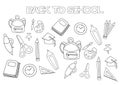 Back to school set. Coloring book page template. Royalty Free Stock Photo