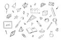 Back to school set of doodle elements. Sketch draw school supplies icons. Royalty Free Stock Photo