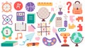 Back to school. A set of flat icons of stationery for studying at school. Collection of isolated education colorful kids