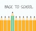 Back to school. A set of pencils on a background of notebook