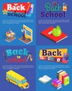 Back to School Set of Posters with Inscriptions