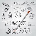 Back to school set of school doodle illustrations Royalty Free Stock Photo