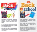 Back to School Set of Stickers on White and Grey