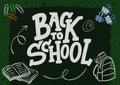 Back to school. Set of various signs. Abstract board. Sketchy background with hand drawn school supplies. Banner design.