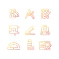 Back to school shopping gradient linear vector icons set