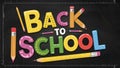 A back to school sign with pencils and other items, AI Royalty Free Stock Photo