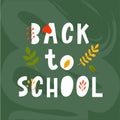 Back to School Sketchy Doodles with Hand Drawn.Vector Illustration Autumn leaves,lettering.Design Elements Backdrop Royalty Free Stock Photo