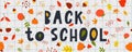 Back to School Sketchy Doodles with Hand Drawn.Vector Illustration Autumn leaves,lettering.Design Elements Backdrop Royalty Free Stock Photo