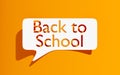 Back to school, speech bubble paper cutout, message, 3d rendering on orange background Royalty Free Stock Photo