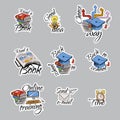 Back to school stickers. Signs, symbols, objects and templates for planners, wedding invitations, notebooks, diaries and cards. - Royalty Free Stock Photo