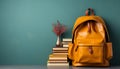 Back to school student studying, backpack full of textbooks generated by AI Royalty Free Stock Photo