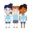 Back to school, students girl and boys cartoon characters elementary education cartoon