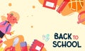 Back to School with Students and Stationery Vector Banner Royalty Free Stock Photo