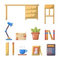 Back To School Study Object Flat Icon Set. Clean Illustration Design Element on Isolated White Background Royalty Free Stock Photo