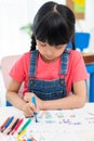 Back to school and summer course. Little children drawing and coloring kindergarten