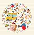 Back to school supplies circle Royalty Free Stock Photo