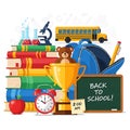 Back to school supplies and classroom elements composition Royalty Free Stock Photo