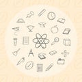 Back to school, supplies elementary education line icons style collection Royalty Free Stock Photo