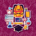 back to school supplies flat design Royalty Free Stock Photo