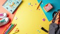 Back to School Supplies Flatlay Royalty Free Stock Photo
