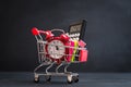 Back to school supplies online shopping cart Royalty Free Stock Photo