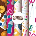 Back to School supplies seamless pattern vector illustration. Stationery for education and studying. Royalty Free Stock Photo