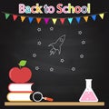 Back to school. Table books apple bulb . Royalty Free Stock Photo