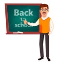 Back to school. Teacher man cartoon character